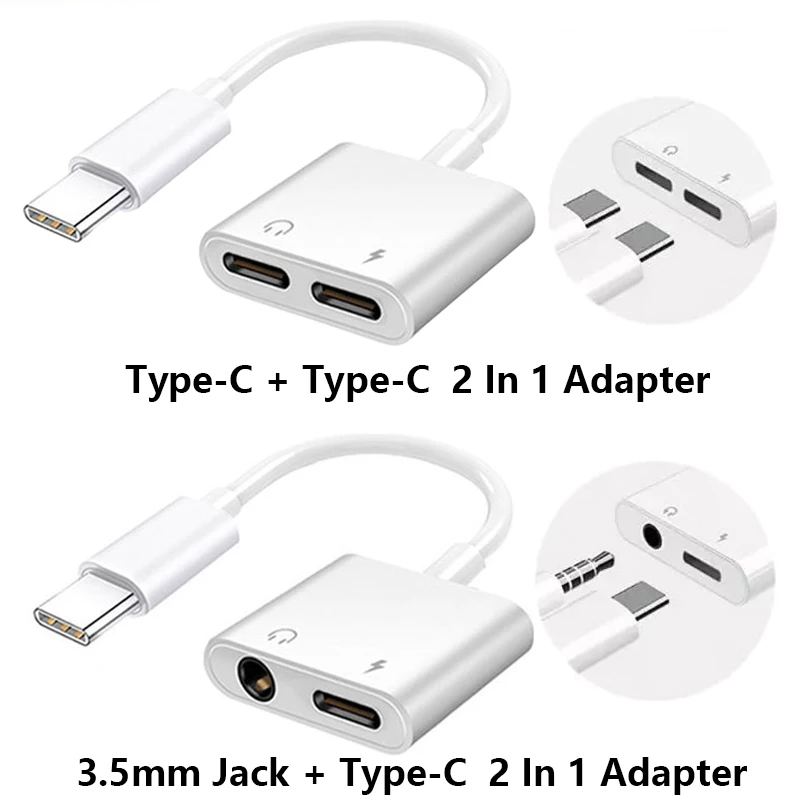 USB C 2 в 1 адаптер для Samsung Galaxy S20 Fe S21 Plus Note 10 20 Ultra сплиттер Тип на 3 5 мм разъем AUX