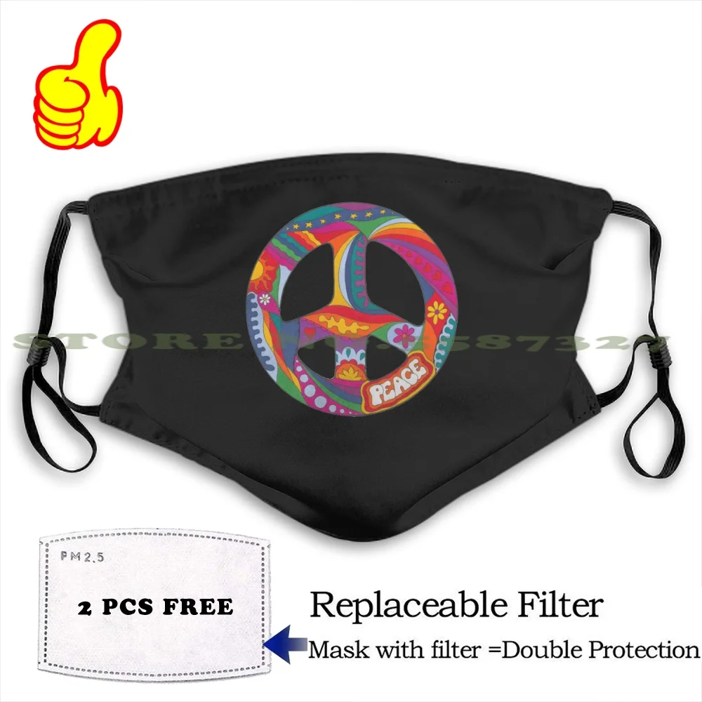 Psychedelic символ мира сделай сам для взрослых детей маска лица Хиппи красочный