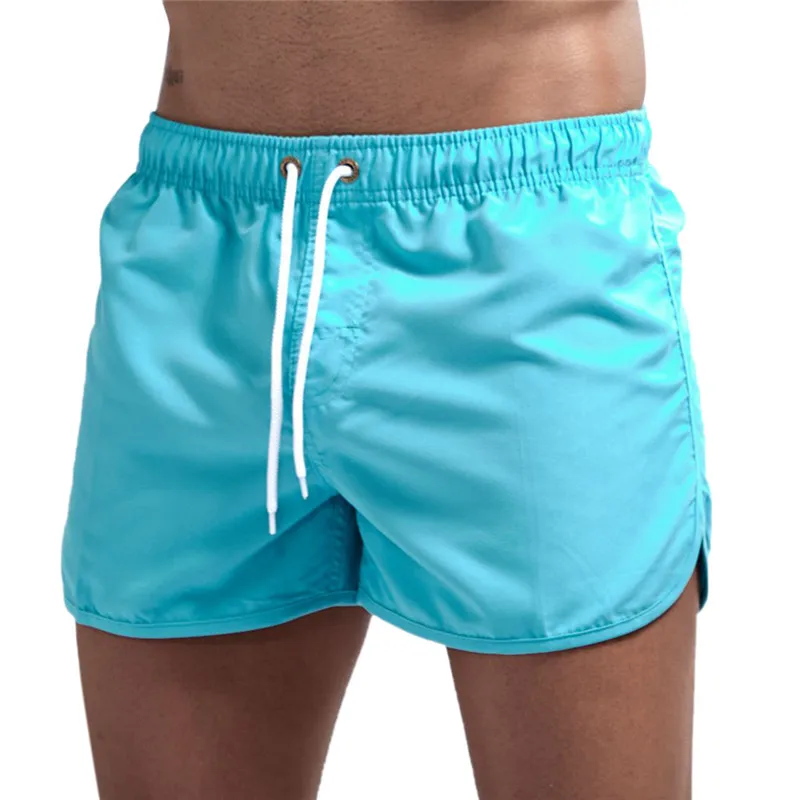 New Men Fitness Bodybuilding Shorts Man Summer Gyms Workout Male Breathable Mesh Quick Dry Sportswear Jogger Beach Short Pants - Color: Sky Bule