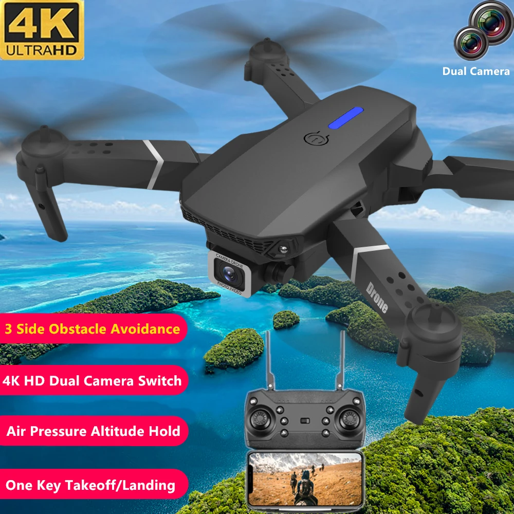 One Key Takeoff Landing RC Drone 4K HD Dual Camera Altitude Hold WIFI FPV APP Control MINI Foldable Remote Control Quadcopter