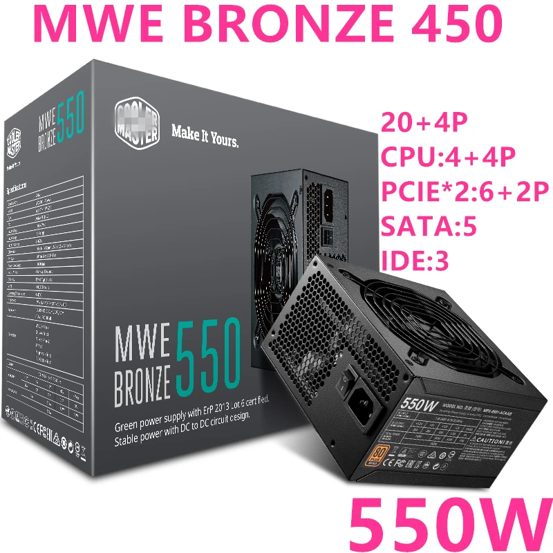 ^*Best Offers New PSU For Cooler Master MWE BRONZE 450 ATX RTX2070 Back-line Power Supply 550W Power Supply MPX-5501-ACAAB