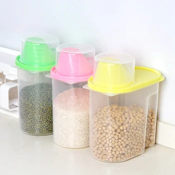 

4/Set Food Storage Jar With Lid Container Transparent Plastic Sealed Fresh-keeping Storage Jar Food Storage Organization DC112