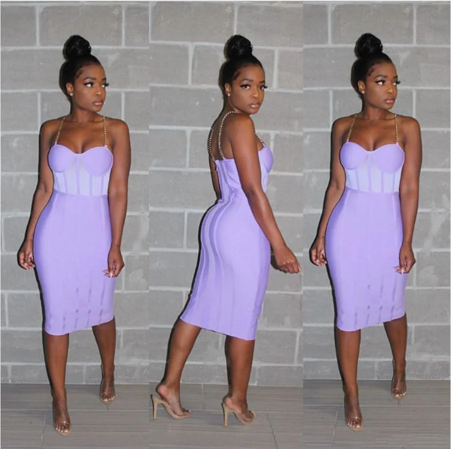 

2019 New Women Elegant purple black orange v neck Vestido Celebrity Evening Party Bodycon Bandage Dress