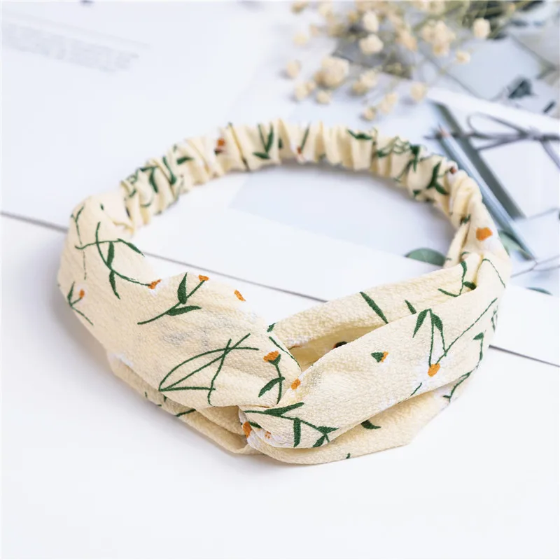 H9a35950c2db046799e1aede4fc69922ev Fashion Cross Knot Headbands Flower Print Elastic Hair Bands Ties Scarf Ribbon Headwear Women Hair Accessories Head Wrap Mallzona