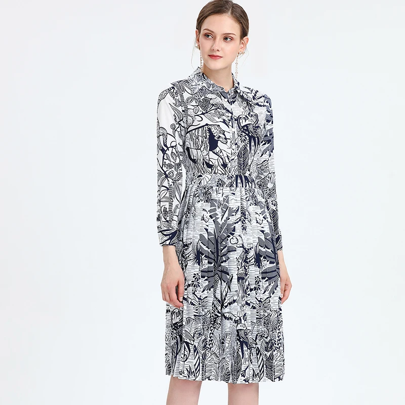 Новое Осеннее серое плиссированное платье для женщин высокое качество красивое