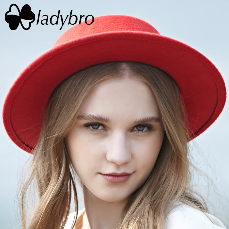 Шляпа Ladybro из искусственной шерсти для мужчин и женщин плоская фетровая Федора с