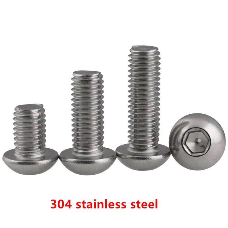 20pcs M4 304 Stainless Steel Round Head Screws Mushroom Hexagon hex Socket Button Screw Bolt | Обустройство дома