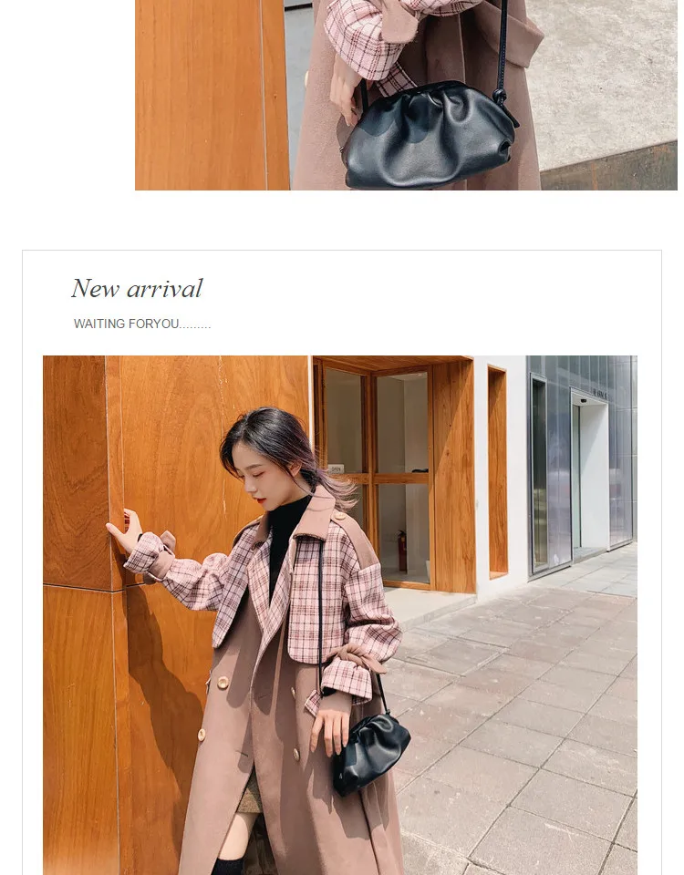 Винтажное клетчатое шерстяное пальто для женщин 2019 зимние куртки Новые корейские длинные кашемировые пальто для женщин ветровка пальто XA343