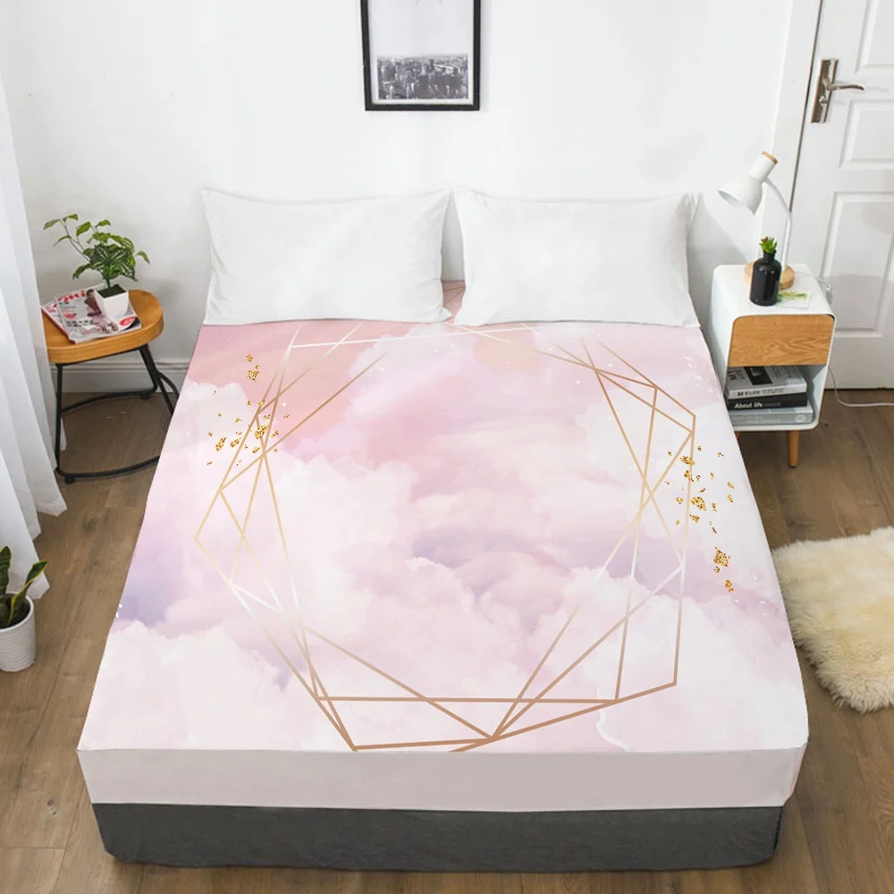 

3D HD Bed Sheets On Elastic Band Bed,1 PCS Fitted Sheet 160x200/200X200,Mattress Cover.Bedsheet Bedding,Bed Linen Candy Color