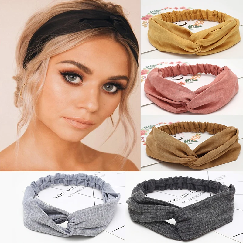 

Women Summer Suede Headband Vintage Cross Knot Turban Elastic Hair Bands Soft Solid Girls Hairband Headwear Hair Accessories
