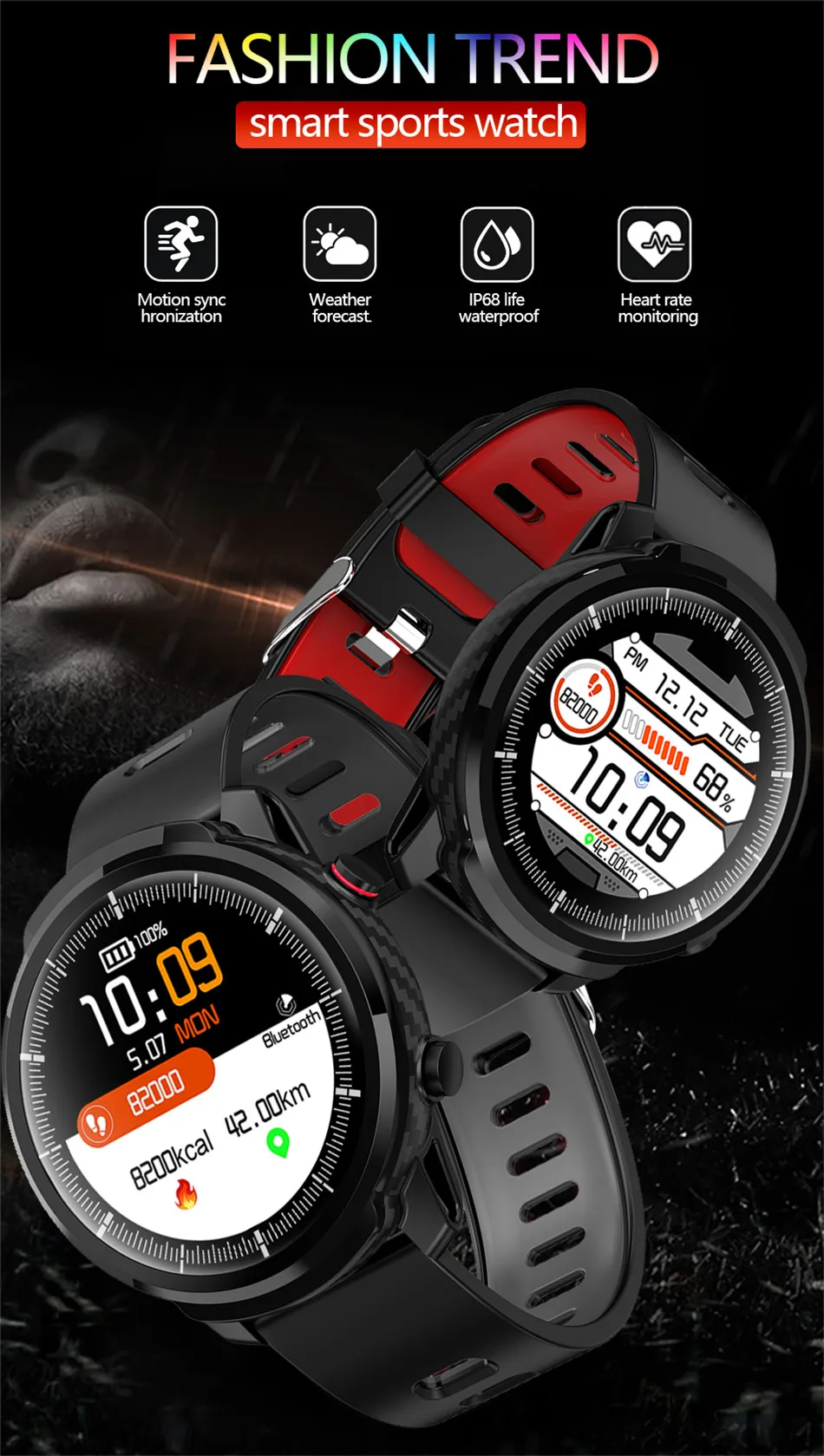 Новые IP68 спортивные модные Bluetooth умные часы мужские женский Шагомер монитор сердечного ритма Мониторинг Артериального Давления фитнес часы