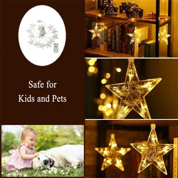 

Christmas Star light string Led Lights Remote Control Curtains Romantic decorative light string remote control #4AU13