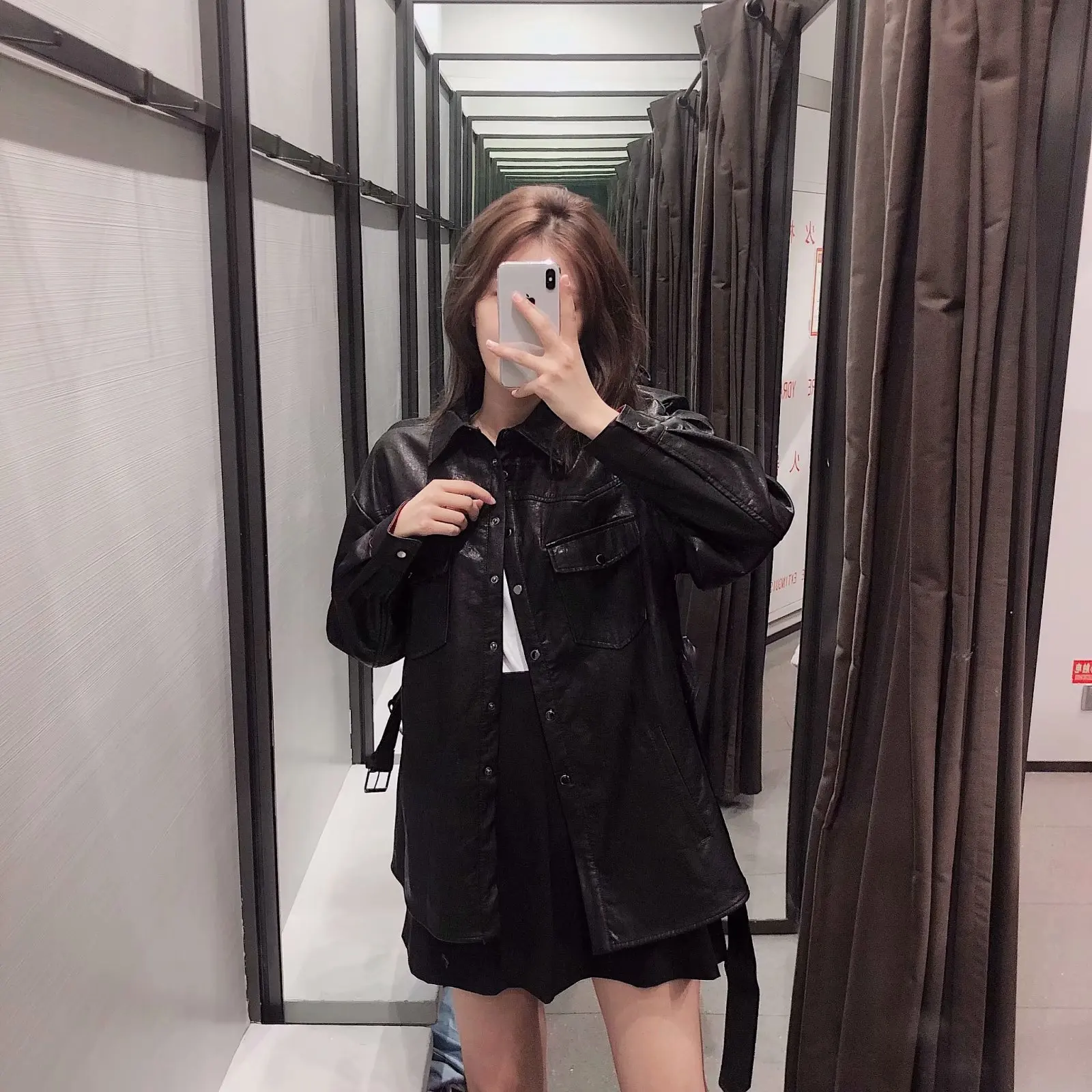 

Summer New Style Europe And America WOMEN'S Dress-Style Faux Leather PU Leather Loose-Fit Single-Breasted Jacket W1664