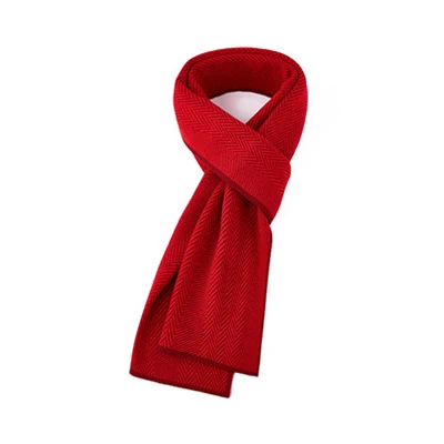Новинка, зимний мужской шарф, шерстяной шарф в тонкую полоску, черные классические роскошные шарфы, красный праздничный шарф, мужской подарок на день рождения 180*30 - Цвет: Red