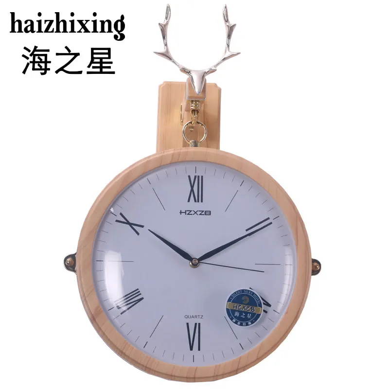 Deer European Wall Clock Simple Modern Design Art Double Sided Bedroom Plastic Orologio Casa Home Decoration SS50WC | Дом и сад