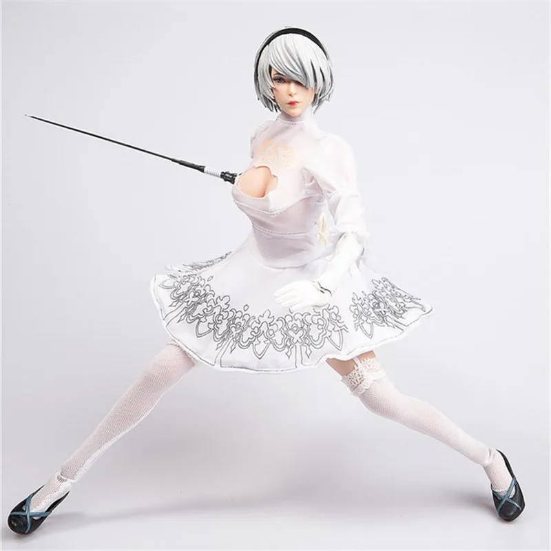Косплей SET026 голова 1/6 NieR Automata 2B tin073 женский белый боевой костюм юбка Одежда Для
