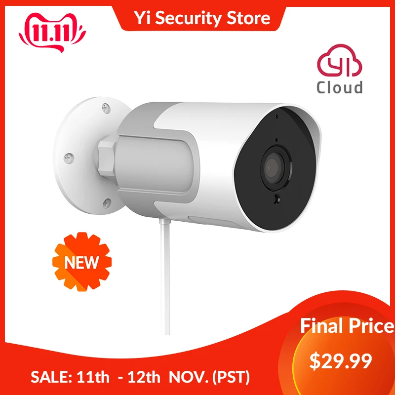 YI loT Outdoor Camera 1080P Weatherproof Wireless IP Cam Night Vision Security Surveillance Camera YI Cloud