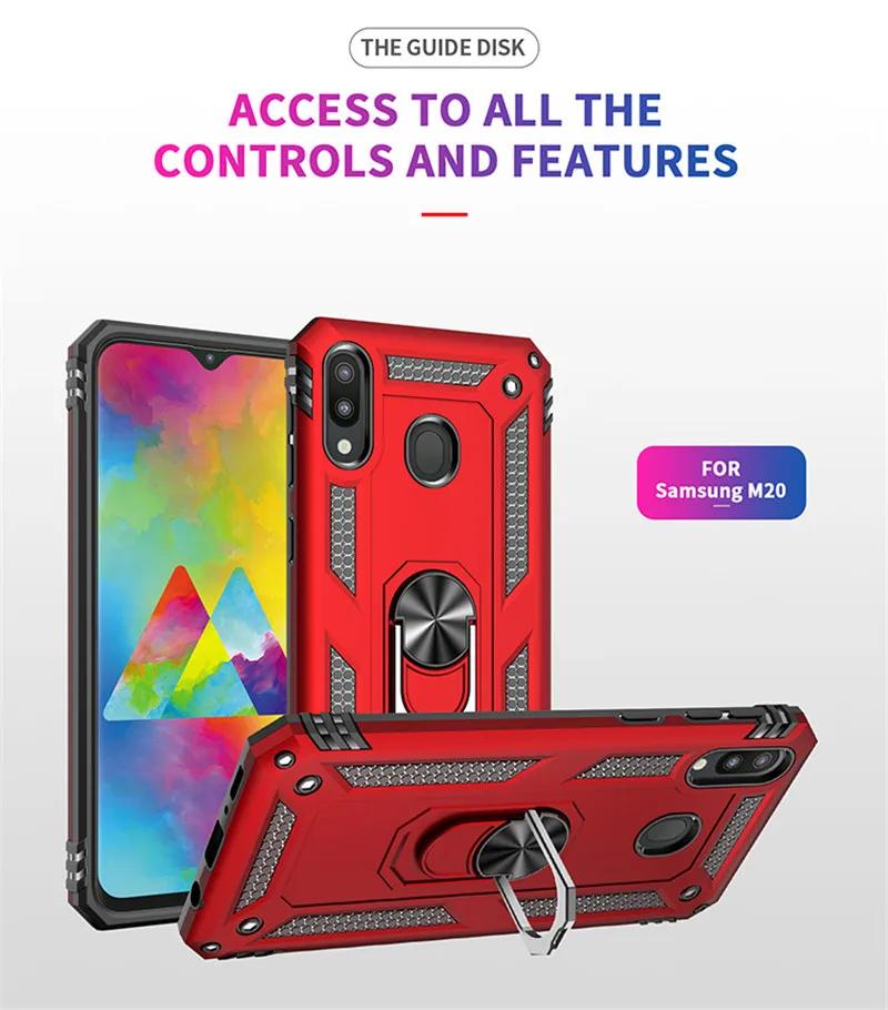 For Samsung Galaxy M20 Phone Cases Cover Case Silicone Armor Capa Metal Holder Ring | Мобильные телефоны и аксессуары