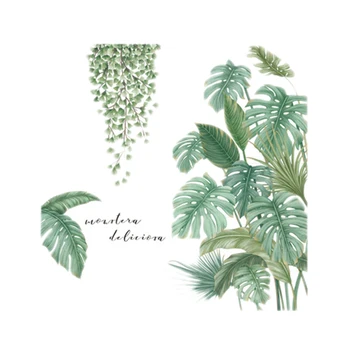 

HOT Green Plant Wall Sticker DIY Tropical Palm Leaves Wall Sticker Modern Art Decal Mural Wall Stickers for Kids Rooms Home Deco