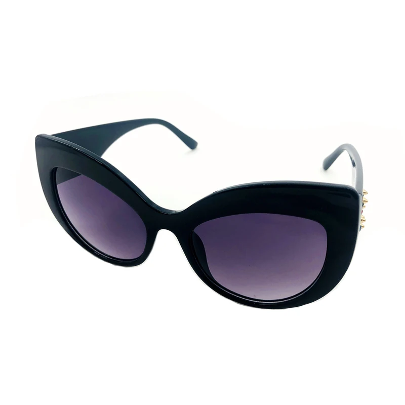 Новинка, модные солнцезащитные очки "кошачий глаз", Ретро стиль, для женщин, широкие ноги, фирменный дизайн, алмаз, D, солнцезащитные очки, женские, черные, оттенки, UV400 - Цвет линз: 1-Black