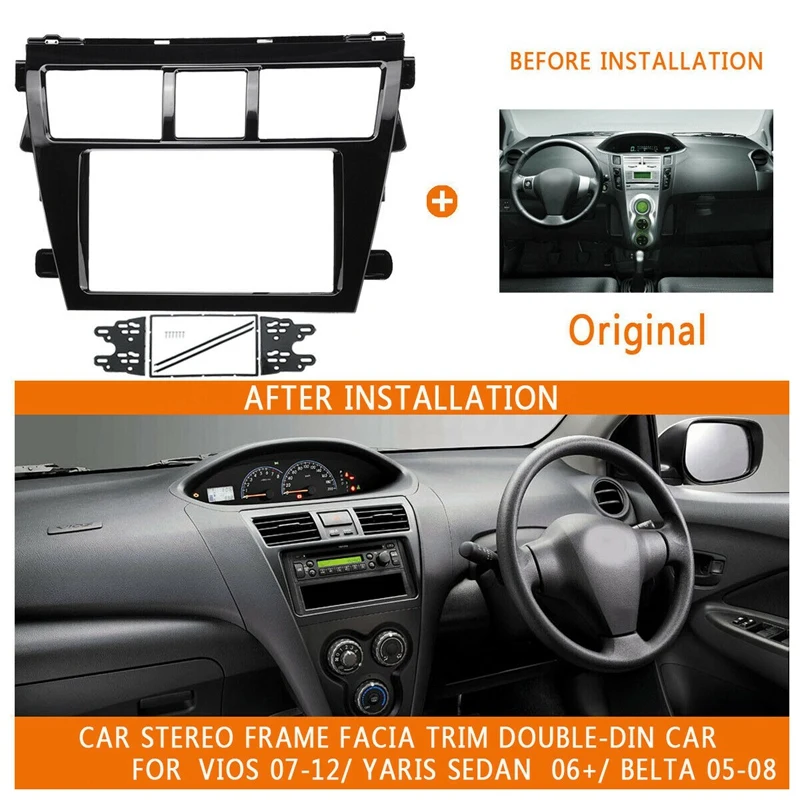 2 DIN автомобильный стерео радио dvd плеер рамка Fascia панель отделка для Toyota Vios 2007 2012