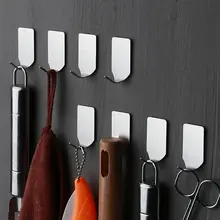 

8Pcs Strong Adhesive Hook Wall Door Sticky Hanger 304 Stainless Steel Sticky Key Rack Garage Kitchen Bath Storage Hooks