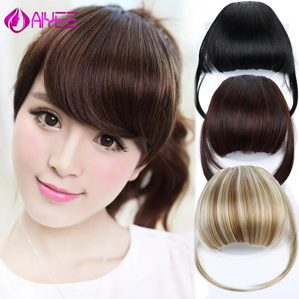 Aiyee 6 Inch Synthetic Hair Extensions Fake Fringe Air Bangs Clip On Short Thin Blunt Straight Front Clip In Bangs Black Hair Buy At The Price Of 2 58 In Aliexpress Com Imall Com