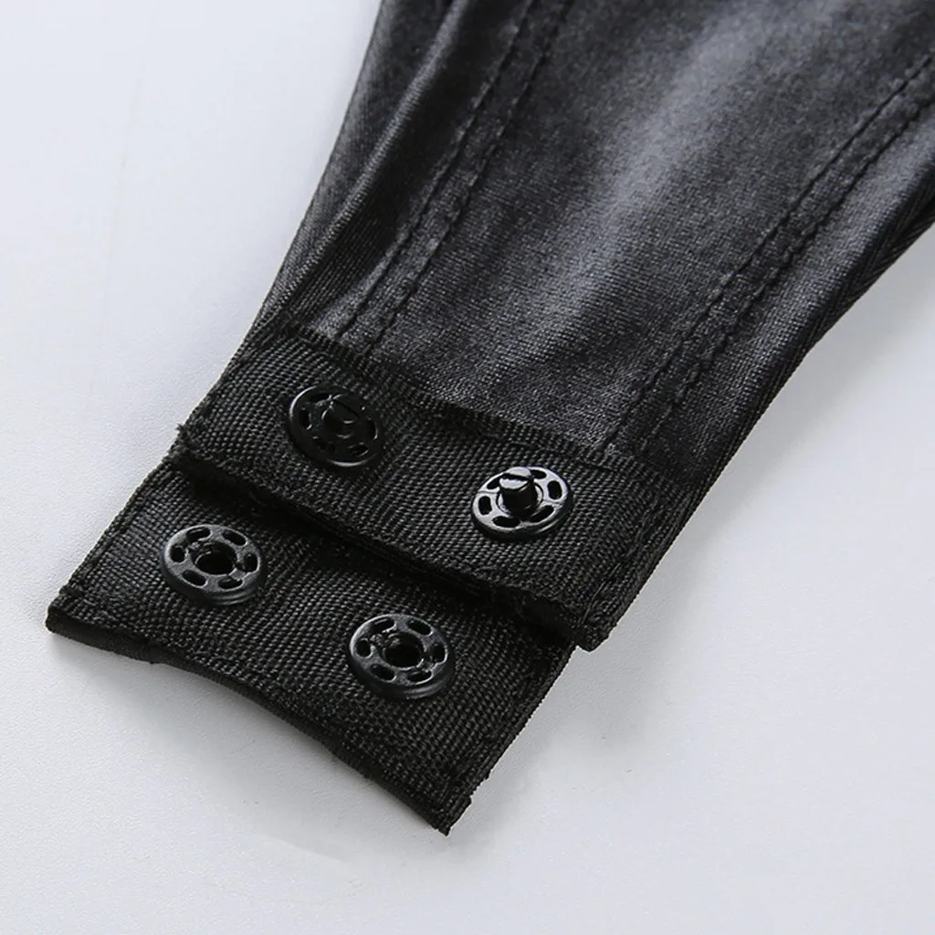 Модные женские тонкие топики сексуальные с заклепками цельное черное боди нижнее белье-комбинезон Новое поступление# P10