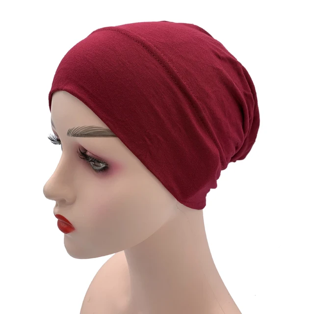 Women Plain Stretch Underscarf Cap Muslim Inner Hijab Caps Islamic Headband Turban Bonnet Musulman Femme Ready to Wear Hijabs 12