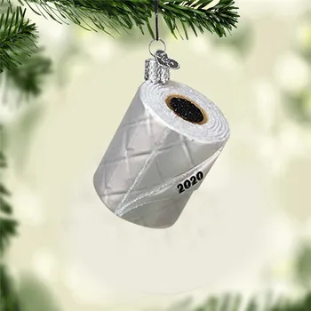 

Christmas 2020 Toilet Paper Blown Glass 2020 Unique Christmas Ornaments for Christmas Tree Decorations Decorative Pendant TP899