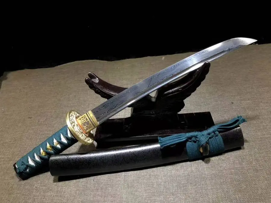 Handmade straight Japanese Samurai Katana Sword Sabre Carbon steel Blade Aromatic Scabbard Full Tnag