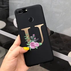 Silicone Matte Soft TPU Case with Luxury Floral Design for Honor 9 (Black - U)