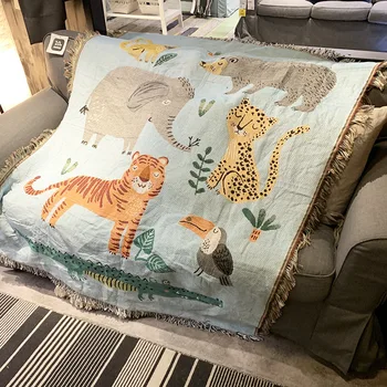 

Animal World Knitting Blanket Personality Sofa Cover Blankets Nordic Tapestry Decorative slipcover Bedspread Travel Plane Picnic