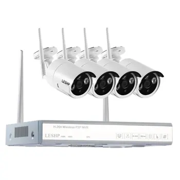 

LESHP Wireless Security Camera System 4CH 960p Video Recorder NVR 4 x 1.3MP Wifi Outdoor Network IP Cameras with 1T HDD