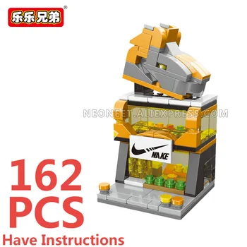 

City Street Gym Shoes Store Cake Shop Cafe French Fries Restaurant Sports Mini Blocks Building Brikcs View Have Stickers Model