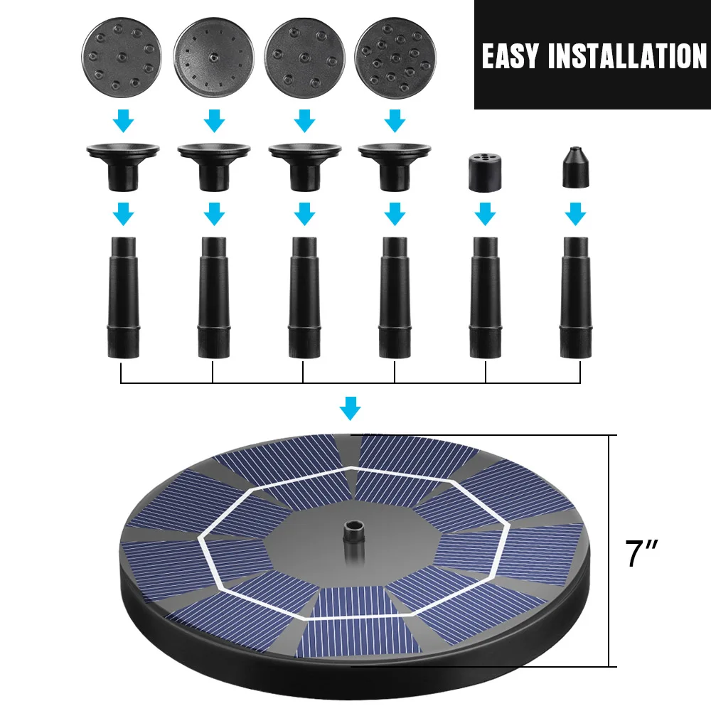 Мини фонтан на солнечной батарее садовый водяной пруд уличная солнечная панель