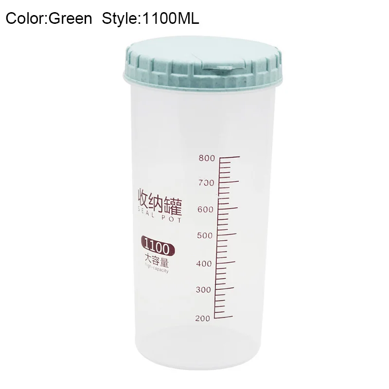 1100ML 300/500/700/1100/1800 мл Platstic прозрачный Еда банка для хранения Круглый герметичный бак Крупы контейнеры Caddy BJStore - Цвет: 1100ML