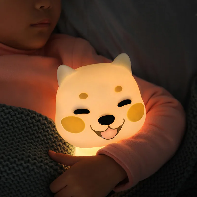 LED Night Light Cute Puppy Silica Gel Intelligent LED Bedside Lamp GY362 Creative Colorful Atmosphere Night Lamps For Kids Gifts