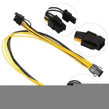 

6 Pin To Dual 8 Pin( 6+2pin )CPU PCI-E PCIe Express Graphics Card Power Cable Supply Y Splitter Cable Cord 18AWG Wire 40cm+20cm