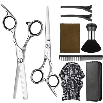 

Frcolor 9PCS Haircut Tools Comb Clip Scissors Hairdressing Households Barber Pouch Comb Brush Wtih Storage Case