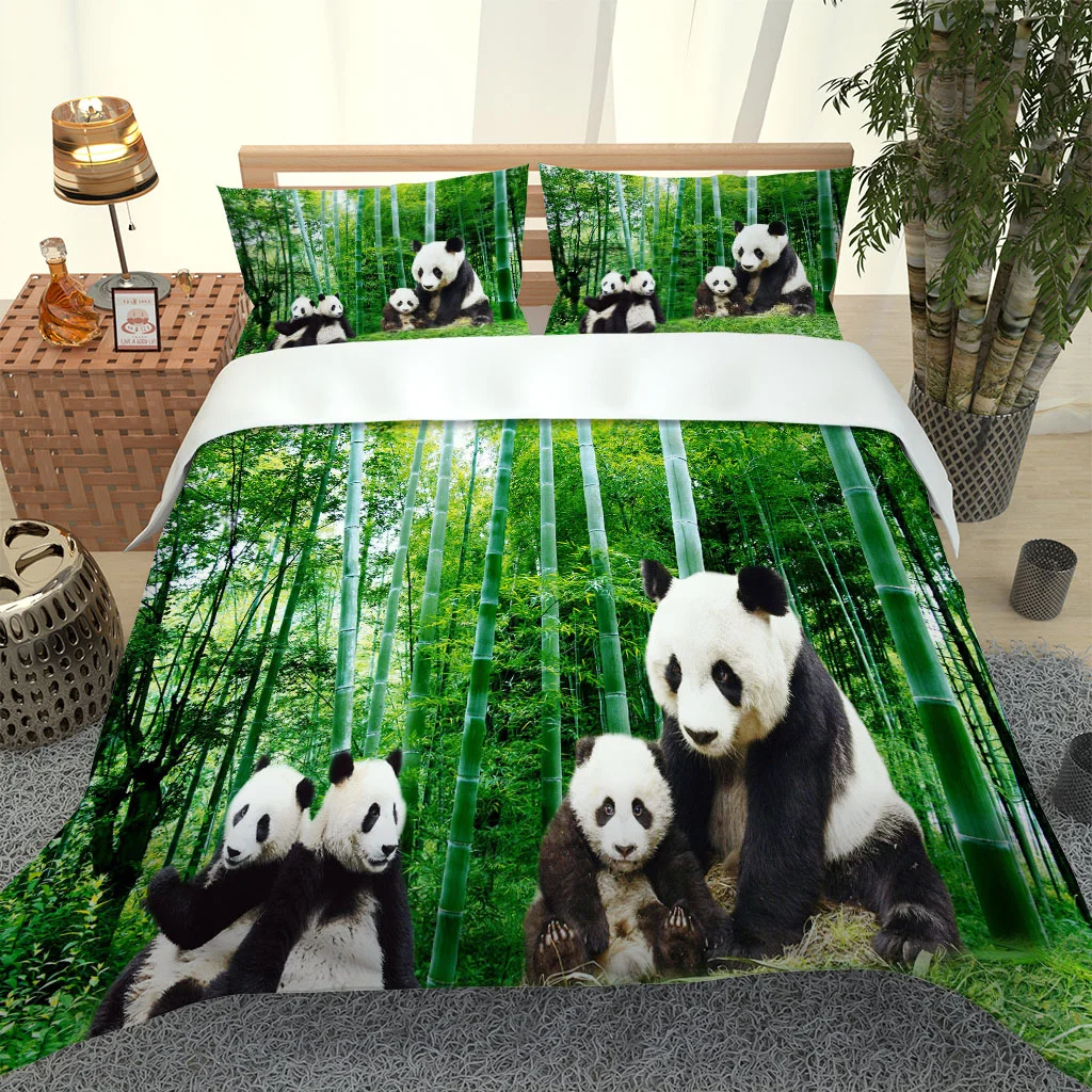 

2020 Hot Style Bedding Set 3d Digital Pandas Pattern 2/3pcs Duvet Cover Set Single Twin Double Full Queen King Bedding
