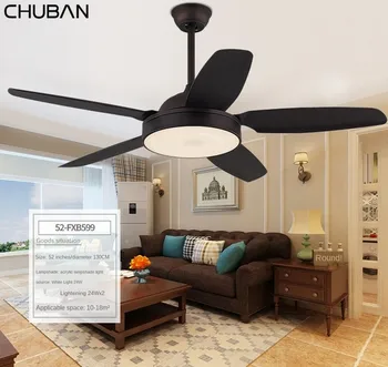 

52 Inch Modern Ceiling Fans 5 Blade Solid Fan Ceiling Fans Lamps with Lights for Living Room Home LED Dimming Light 110v 220v