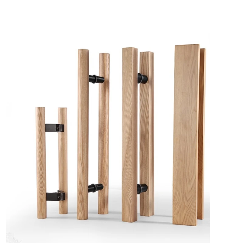 SolidWoodDoubleSideGlassDoorHandle250mm400mmShowerRoom