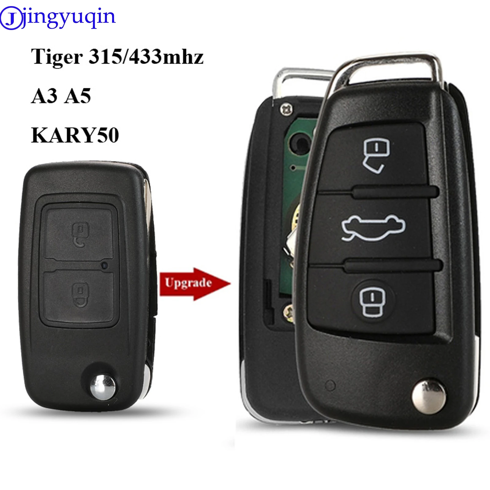 Jingyuqin – clé télécommande à 2 boutons pour voiture, 315/433MHZ, pour  Chery Tiggo A3 A5 K50 Tiger