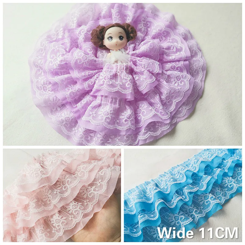11CM Wide Three Layers 3d Pleated Chiffon Fabric Lace Ruffle Collar Trim Embroidery Ribbon DIY Wedding Dress Sewing Supplies lace fabric lace ribbon chiffon fabric lace sewing supplies chiffon lace fabric lace sewing accessories lace accessories clothing craft accessories