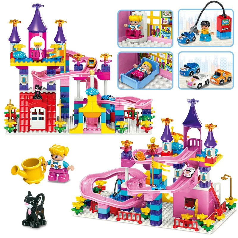 

SMONEO Princess Castle Slide Compatible FUNLOCK3 Large Particles GIRL'S Assembled Building Blocks Educational Toy 88001