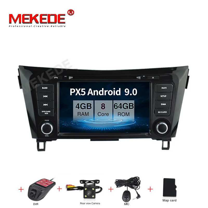 MEKEDE PX5 Android 9,0 автомобильный радиоприемник для NISSAN Qashqai X-Trail- Автомобильный мультимедийный плеер gps Навигация DVD плеер Автомобильный - Цвет: 64G camera DVR