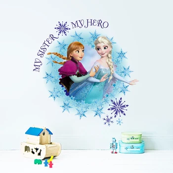 

Cartoon Disney Frozen Elsa Anna Princess Snowflake Wall Stickers For Home Decor Kids Rooms Wall Decal PVC Art Funny Movie Poster