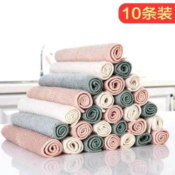

[10-Packaged in the Shape of Bars] Kitchen Plain Color Dishcloth Not Shed Water-Absorbing Cleaning cloth Hand Cleaning Cleaning