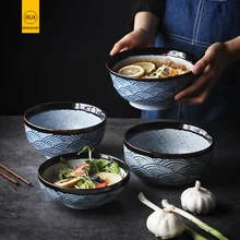 RUX мастерская японская Керамическая пиала для риса Ramen миска салат лапша суп чаша Ресторан Кухня Посуда Украшение Дома